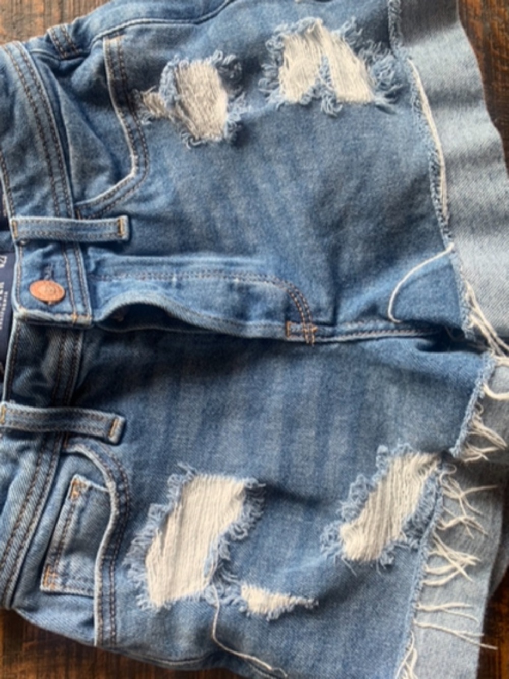 Hollister High Rise Mom Shorts Womens 00 W23 Distressed Denim Cutoff Blue